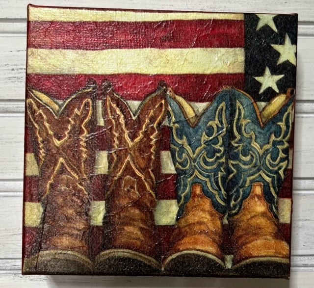 Patriotic Boot and Flag Chunky Canvas